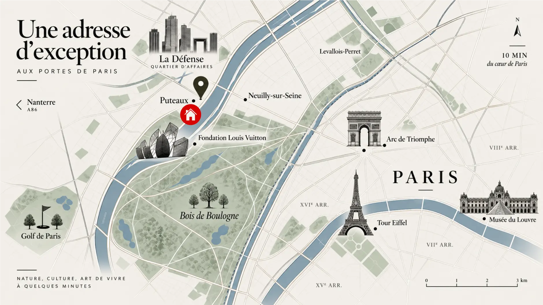 Mappa astratta della posizione di Maison Seine